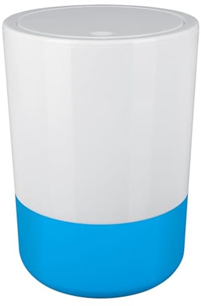 Cosmetische emmer met deksel en siliconen bodem - 5 Liter - Wit/Blauw