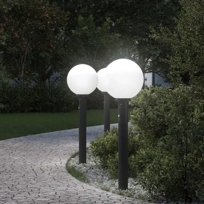 vidaXL Bolderverlichting met sensor 3 stuks 80 cm Zwart IP44