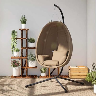 Hangstoel met standaard - Ei stoel - Ontspannen buiten - Duurzame stof - 193 cm hoog - Taupe