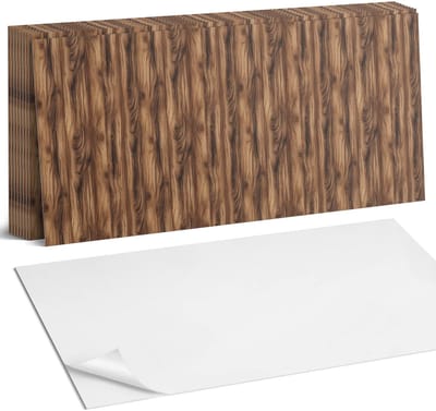 Coloray Plaktegels - Natuurlijk houtpatroon Zelfklevende Wandtegels - 40 cm x 20 cm - Bruin Plaktegels - 10 stuks - Rechthoek PVC Tegels - Plaktegels Badkamer - Vloertegels Zelfklevend - Vinyltegels Vloer Zelfklevend - Portugese Tegels