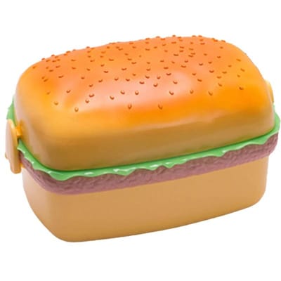 Boîte à lunch créative pour hamburgers, boîte à bento pour enfants, boîte à lunch pour hamburgers, contenant alimentaire avec fourchette