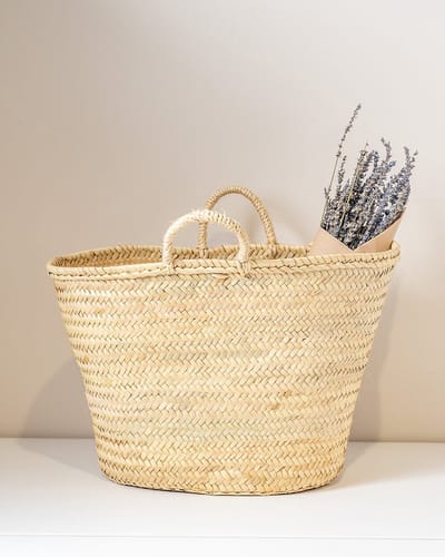 Boodschappen tas - Riet - groot - large - strandtas - opberger - palmbladeren - kort handvat - decoratie - Franse tas - mand - mand woonkamer - marrokaanse mand - Vakantietas