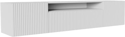TV-kast Noe, woonwand, lowboard, tv-standaard, woonwand, woonkamer, tv-board, woonkamermeubels, televisie, highboard, TV-kast, tv-lowboard, 200 cm, 3 deuren, wit
