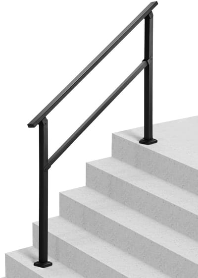 Trapleuning, 138 Cm - Zwarte Vierkante Buizen - Robuuste Constructie - voor 4-5 Treden - Veilige Ondersteuning