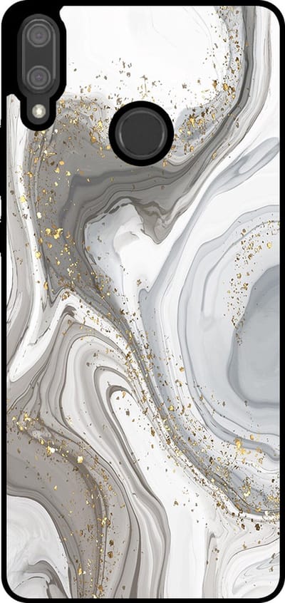 Smartphonica Telefoonhoesje Geschikt voor Huawei Y9 (2019) met marmer opdruk - TPU backcover case marble design - Zilver geschikt voor Huawei Y9 (2019)
