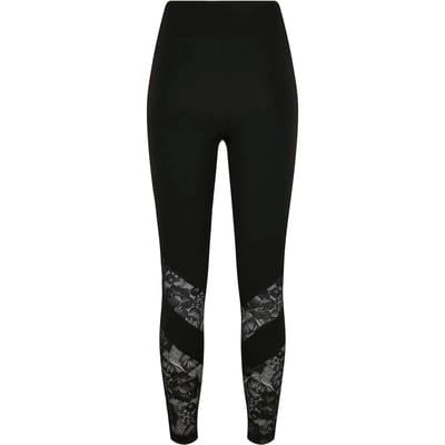 Urban Classics - Highwaist Lace Inset Legging - XS - Zwart