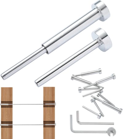 Set Van 20 Onzichtbare Kabelleuningen, T316 Roestvrij Staal 3,2 mm Ontvanger En Persboutuiteinden, Persspanners voor Houten/metalen Palen, Kabelleuningen voor Terrassen En Trappen, Zilver