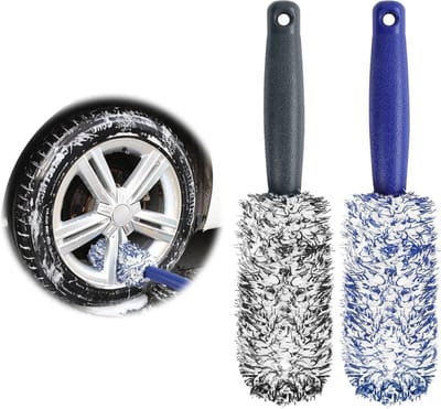 Velgenreiniger borstels - Wielborstels - Auto poetsen - Zachte microvezel - 2 stuks - Blauw Zwart