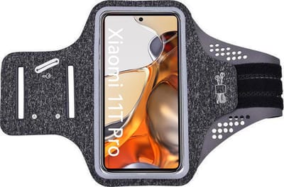 Hoesje Geschikt voor Xiaomi 11T Pro hardloop telefoonhouder – armband - sportband - van stof - Zwart