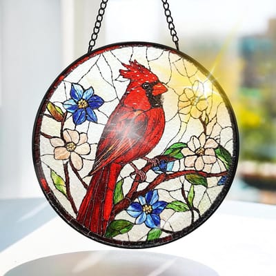 Kleurige Glazen Hangdecoratie in Vogelvorm - Handgemaakte Raamdecoratie voor Tuin, Kerst en Feestdagen - Suncatcher 20x20cm