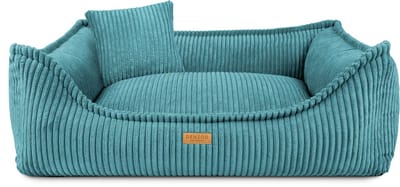 Denzoo Hondenmand Milano | Hondenbed | Hondensofa | Waterafstotend | Afneembare hoes | Orthopedisch Traagschuim | Turquise | L (L90xB75xH25cm)