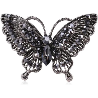 Modieuze hoogwaardige exquise retro grote vlinder broche eenvoudige en veelzijdige jurk accessoires black