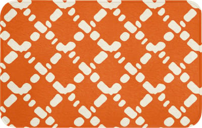 Badmat 80x50 cm - Antislip - Oranje - Ruitpatroon - Wit - Badmatten voor badkamer - Badkamermat - Douchemat - Badkamer mat