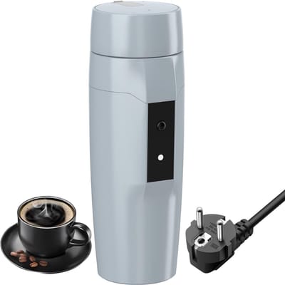QORA® Draagbare Waterkoker – 350 ML - Mini Waterkoker – Automatische Uitschakeling - Portable Reis Waterkoker - Camping Waterkoker - Lichtgrijs -‎ 22cm x 9cm x 9cm