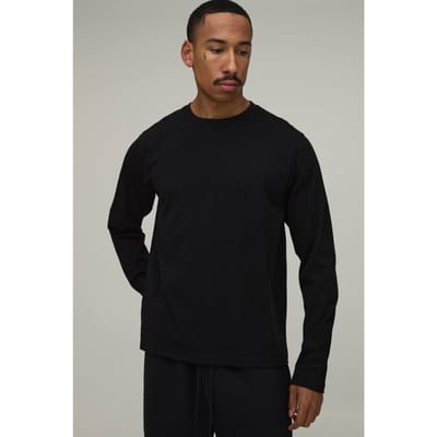 Regular Fit Premium 280gsm Long Sleeve T-Shirt | Black | Size 4XL