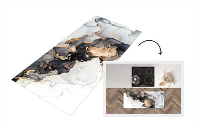 Keukenloper - Loper keuken - Marmer - Roségoud - Zwart - Wit - 120x50 cm - Keukenloper vinyl