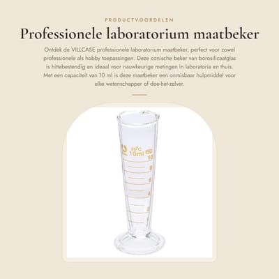 Dailygoods- Maatbeker 10 ml - Borosilicaatglas - Hittebestendig - Conische Beker - Professionele Laboratorium - Brede Mond - Laboratoriumbeker