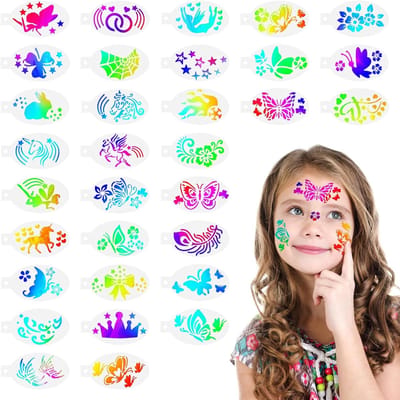 Complete Make-up Set voor Kinderen met 32 Stencils - Creatief Speelgoed voor Feesten, Carnaval en Halloween