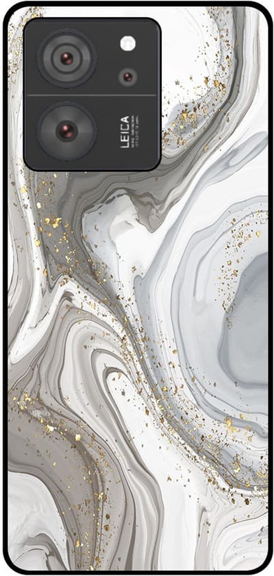 Smartphonica Telefoonhoesje Geschikt voor Xiaomi 13T / 13T Pro met marmer opdruk - TPU backcover case marble design - Zilver geschikt voor Xiaomi 13T;Xiaomi 13T Pro