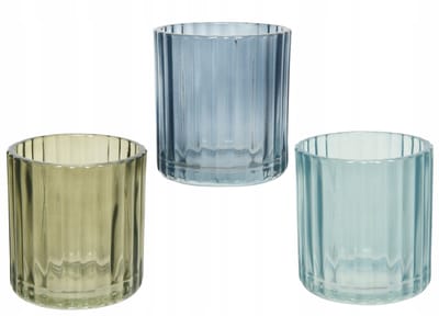 Kaemingk - Glazen Kandelaar - 7,3x8 cm - Transparent - Modern - Drie Kleuren