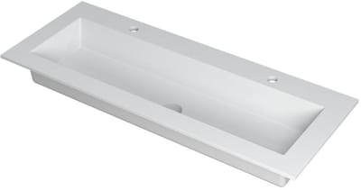 INK Kraft Wastafel Enkele Bak 2 Kraangaten - 1200x450x10 mm - Mat Wit