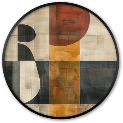 Poster in lijst Rond - Fotolijst 60x60 cm - Posters - Abstract - Kunst - Vormen - Modern - Ronde posterlijst zwart - Decoratie - Wanddecoratie woonkamer - Muurdecoratie slaapkamer
