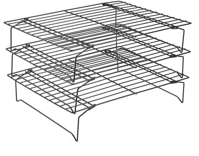 Dailygoody - Koelrek 3-traps - Roestvrij Stalen Rooster - Gelijkmatige koeling - 34 x 24 cm - Anti-aanbaklaag - Voor Koekjes en Brood - Geschikt voor ..