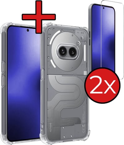Hoesje - Met Screenprotector - 2 Stuks - Geschikt voor Nothing Phone (2a) - Sterk & Shockproof - Back Cover - Siliconen Case - Telefoon Hoes - Shock Proof - Telefoonhoes - Transparant