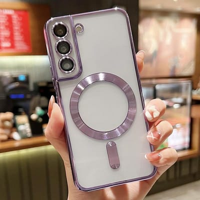 Luxe Plating Transparant Magnetisch Voor Magsafe Draadloos Opladen Hoes Voor Samsung Galaxy S20 S21 S22 S23 S24 Ultra Plus Siliconen Hoes For Samsung S23 gray
