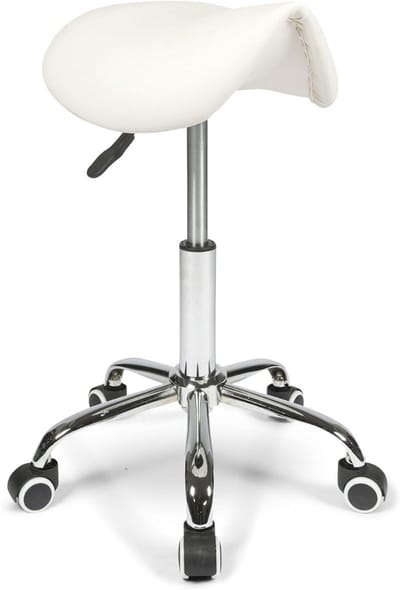 DailySupplies® Zadelkruk op Wielen - Kapperskruk Ergonomisch - Tabouret - Wit
