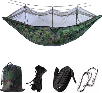Camping Hangmat - Kampeer Hangmat Reishangmat - Buiten Ontspannen - Met Klamboe - 260x140 CM - Camouflage