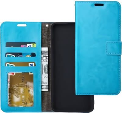 Bookcase Geschikt voor: iPhone 17E / 16E - Turquoise - portemonnee hoesje - Book Cover