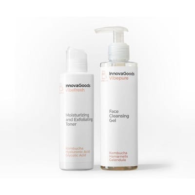 Set de cosmétique - INNOVAGOODS - Pack Duo Nettoyage Visage - Vegan - Gel nettoyant 200 ml - Tonique 150 ml