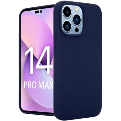 Coverzs telefoonhoesje geschikt voor iPhone 14 Pro Max hoesje - Luxe Liquid Silicone case - optimale bescherming - siliconen hoesje - royaal blauw