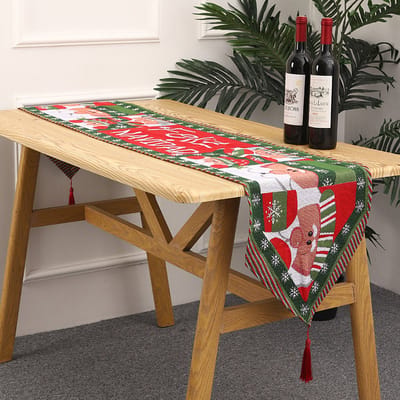 Kerst - Tafelloper/Tablerunner - Tafelkleed  - Kerstman - 35 x 176 CM - Kerst tafeldecoratie -