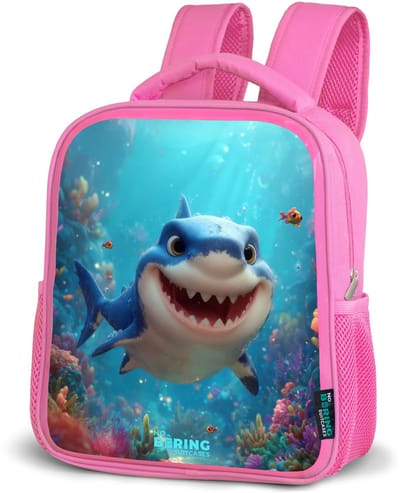NoBoringSuitcases.com® - Rugzak roze - Schooltas meisjes - Rif - Koraal - Haai - Dier - Kinder rugtas meisje - Boekentas kind - Kinderrugzak voor school - Schoolrugzak