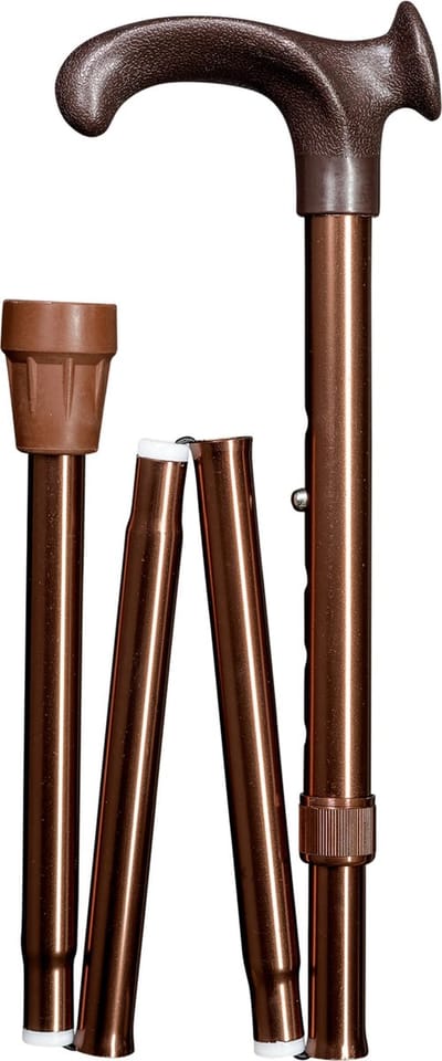 Gastrock Opvouwbare wandelstok - Brons - Relax-grip - Linkshandig - Ergonomisch handvat - Verstelbaar - Lengte 85 - 95 cm - Aluminium - Gewicht 300 gram - Diameter wandelstok 18 mm - Wandelstokken - Inklapbare wandelstok - Wandelstok opvouwbaar