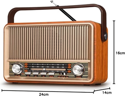 Vintage Radio - Nostalgische Radio - AM/FM/SW - Bluetooth - Draagbaar & Oplaadbaar - 1800 mAh - USB/TF/AUX - Geschikt voor Ouderen