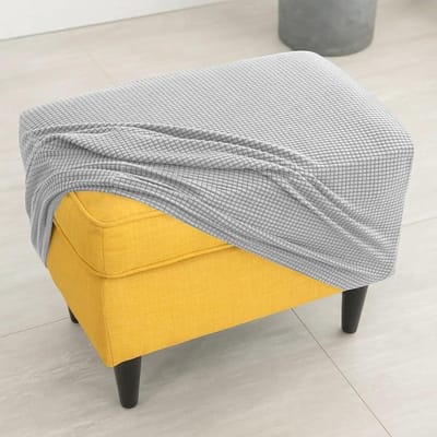 Voetenbank Hoes - Poefhoes Bankhoes - Meubels Beschermen - Rekbaar Jacquard Materiaal - Universele Maat - Grijs