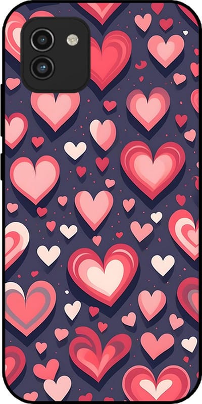Smartphonica Telefoonhoesje Geschikt voor Samsung Galaxy A03 met Hartjes Opdruk - TPU Backcover Case With Heart Design geschikt voor Samsung Galaxy A03
