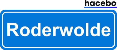 Hacebo - Plaatsnaam Sticker - 29x10 CM - Roderwolde sticker - Verkeersborden sticker - grappige cadeaus - Roderwolde