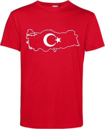 T-shirt Land Turkije | WK 2026 |Turkije tshirt | Shirt Turkije Vlag | Rood | maat XS