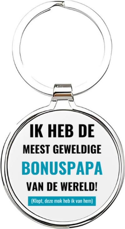 Akyol - ik heb de meest geweldige bonuspapa van de wereld Sleutelhanger - Bonusvader - de leukste bonuspapa - bonusvader sleutelhanger - papa sleutelhanger - sleutelhanger papa - familie sleutelhanger - vaderdag cadeautje - papa cadeau - 4 x 7,5 CM