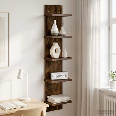 vidaXL - Wandplank - Gerookt - eiken - 22 - x - 15 - x - 100 - cm - Bewerkt - hout