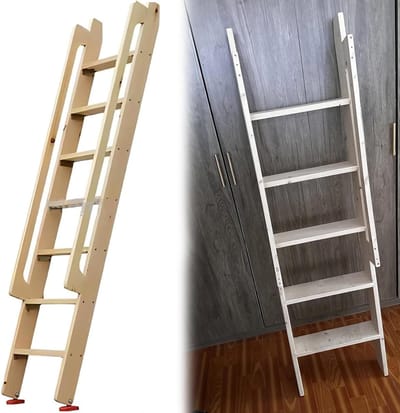 Stapelbedladder - Houten klimladder - Veilig slapen - Extra brede treden - 300 kg draagvermogen - Houtkleur