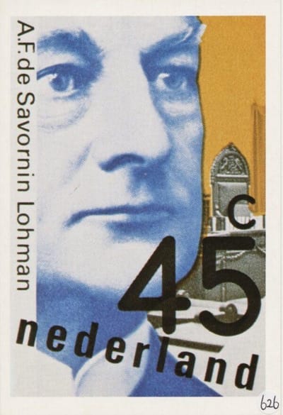 Briefkaart met afbeelding Jhr. Mr. A.F. de Savornin Lohman postzegel
