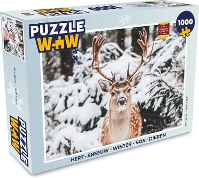 Puzzel Hert - Sneeuw - Winter - Bos - Dieren - Legpuzzel - Puzzel 1000 stukjes volwassenen