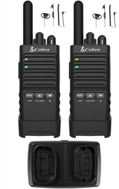 Set van 2 Cobra PX650 UHF PMR446 portofoons met D-shape oortje