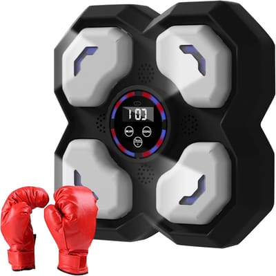 Bokstrainer - Boksmachine Ponsmachine - Fitness Thuis - Muzikale Motivatie - 28 cm Diameter - Zwart