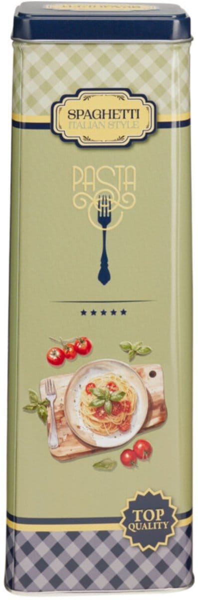 Excellent Houseware Pasta / spaghetti bewaarblik Nostagia - blauw - metaal - Italiaans - 10 x 8 x 20 cm - keuken voorraadbussen